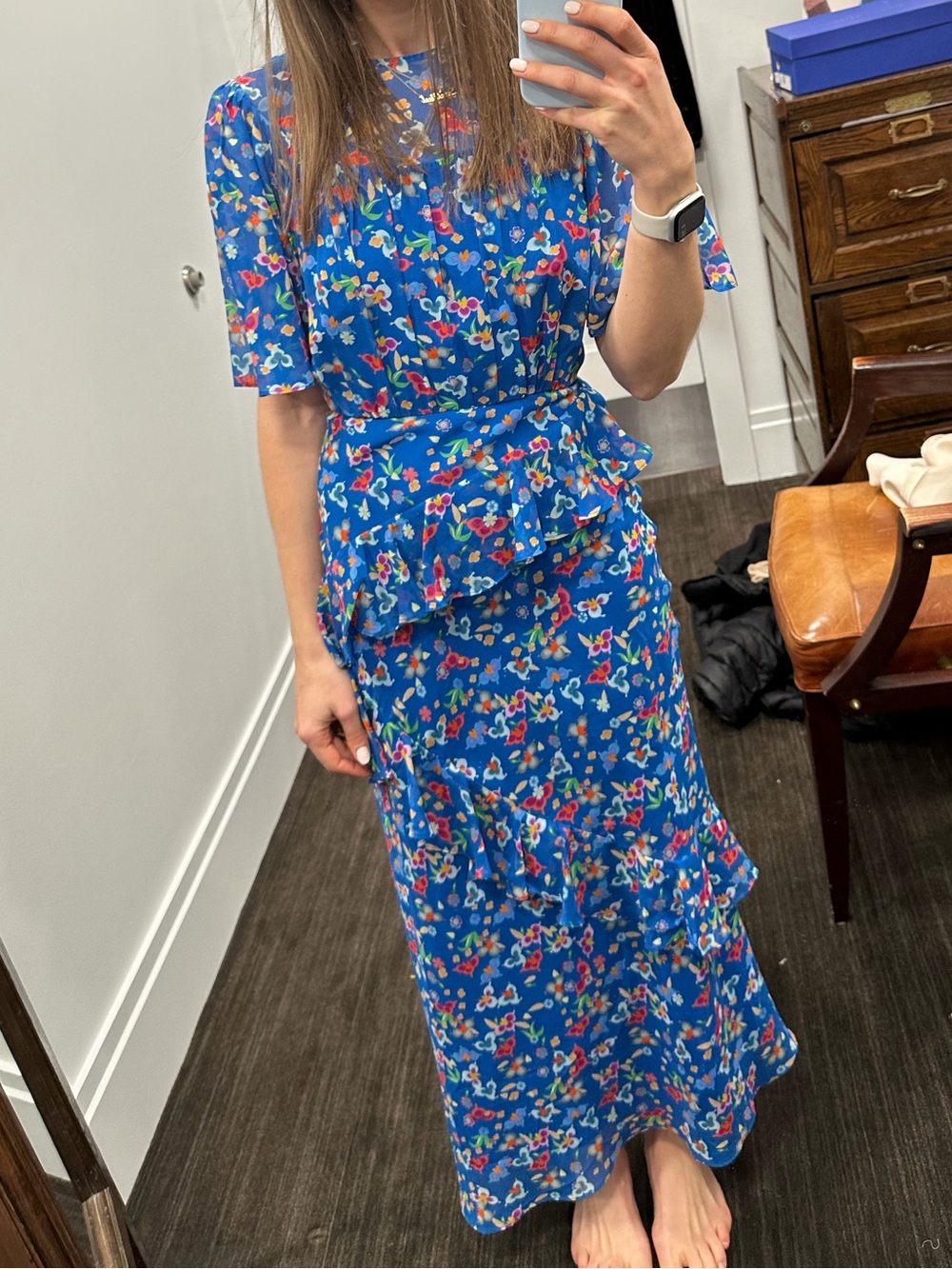 SALONI vida dress in cobalt